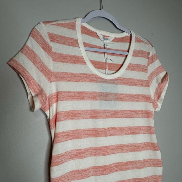 Market & Spruce Maternity Crewneck Coral White Striped Tee NWT Size Medium - Picture 3 of 9